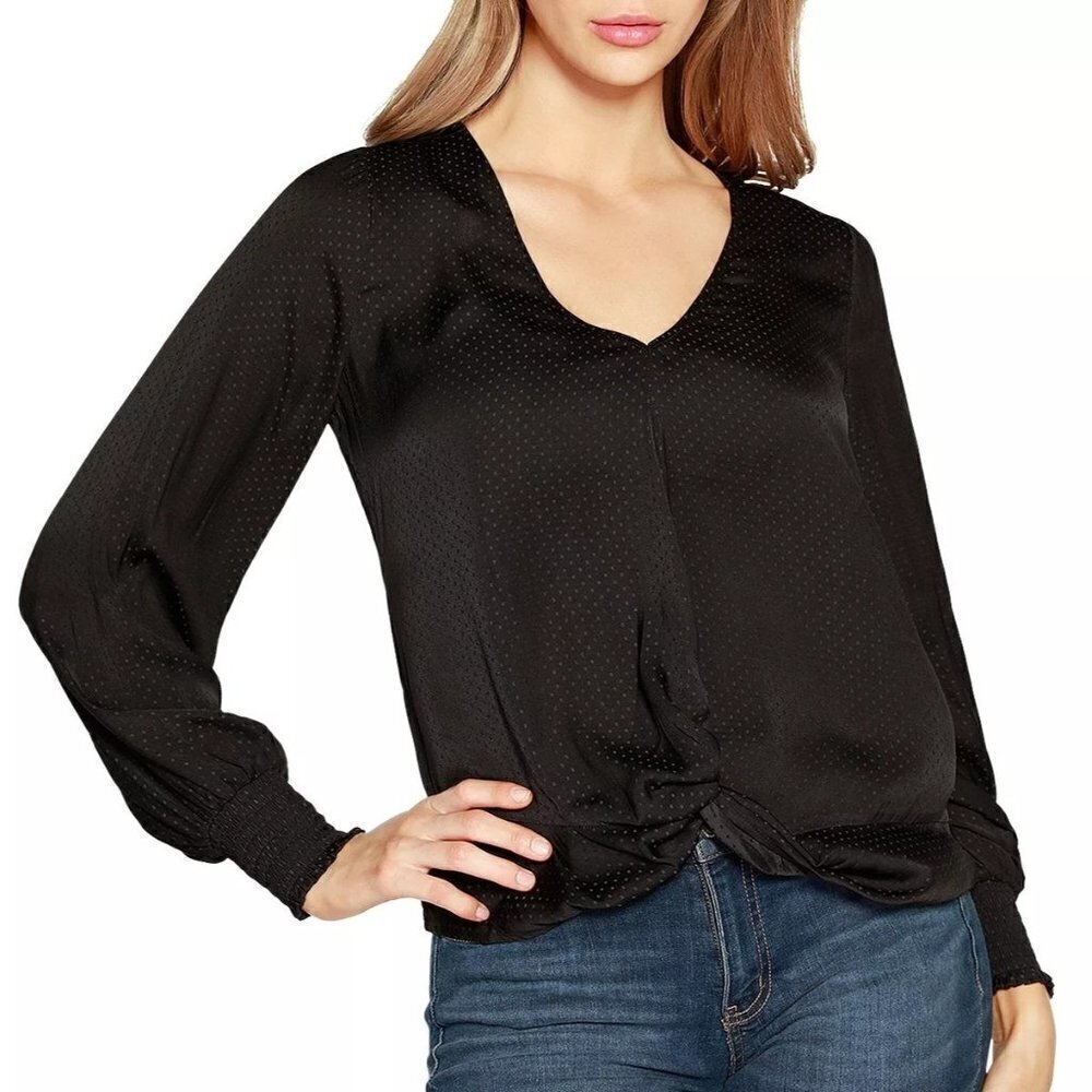 Beldini Womens Top Plus Size 2X- 3X Black Twist Front Blouse NWT
